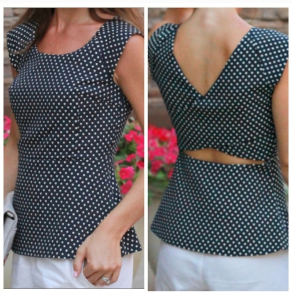 Banana Republic Blue and White Peplum Blouse